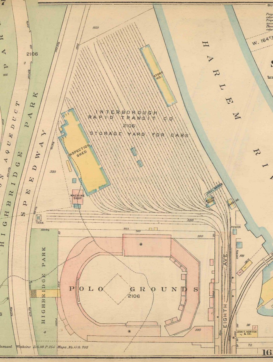 1891 POLO GROUNDS MANHATTAN FIELD TRINITY CEMETERY NY 142nd-158th ST ATLAS MAP 